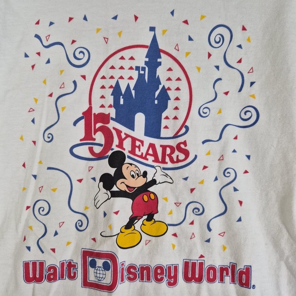Vintage 80s Walt Disney World 15 Years Mickey Ringer T Shirt USA - Picture 3 of 8
